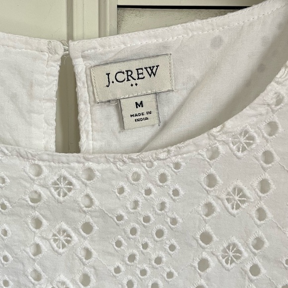J.Crew White Eyelet Top 100% Cotton Sz M - Picture 2 of 6